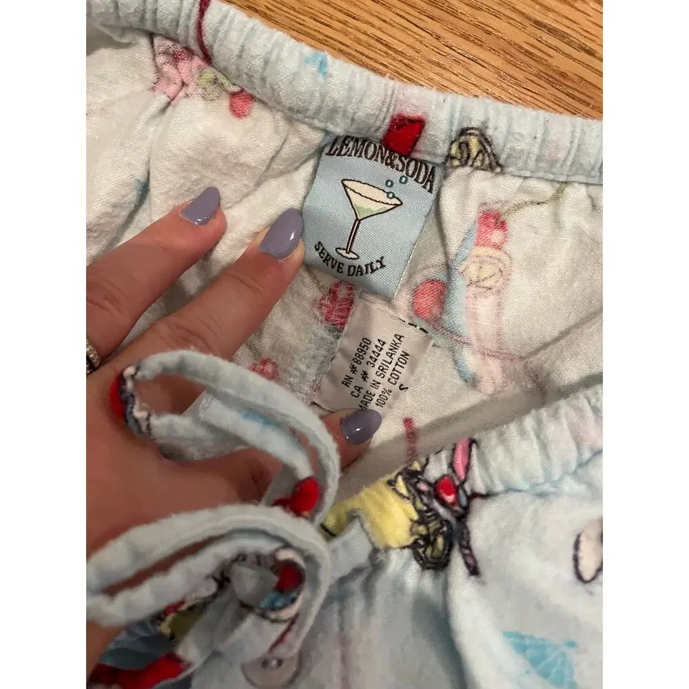 Lemon & Soda margarita cocktail pajama pants blue small